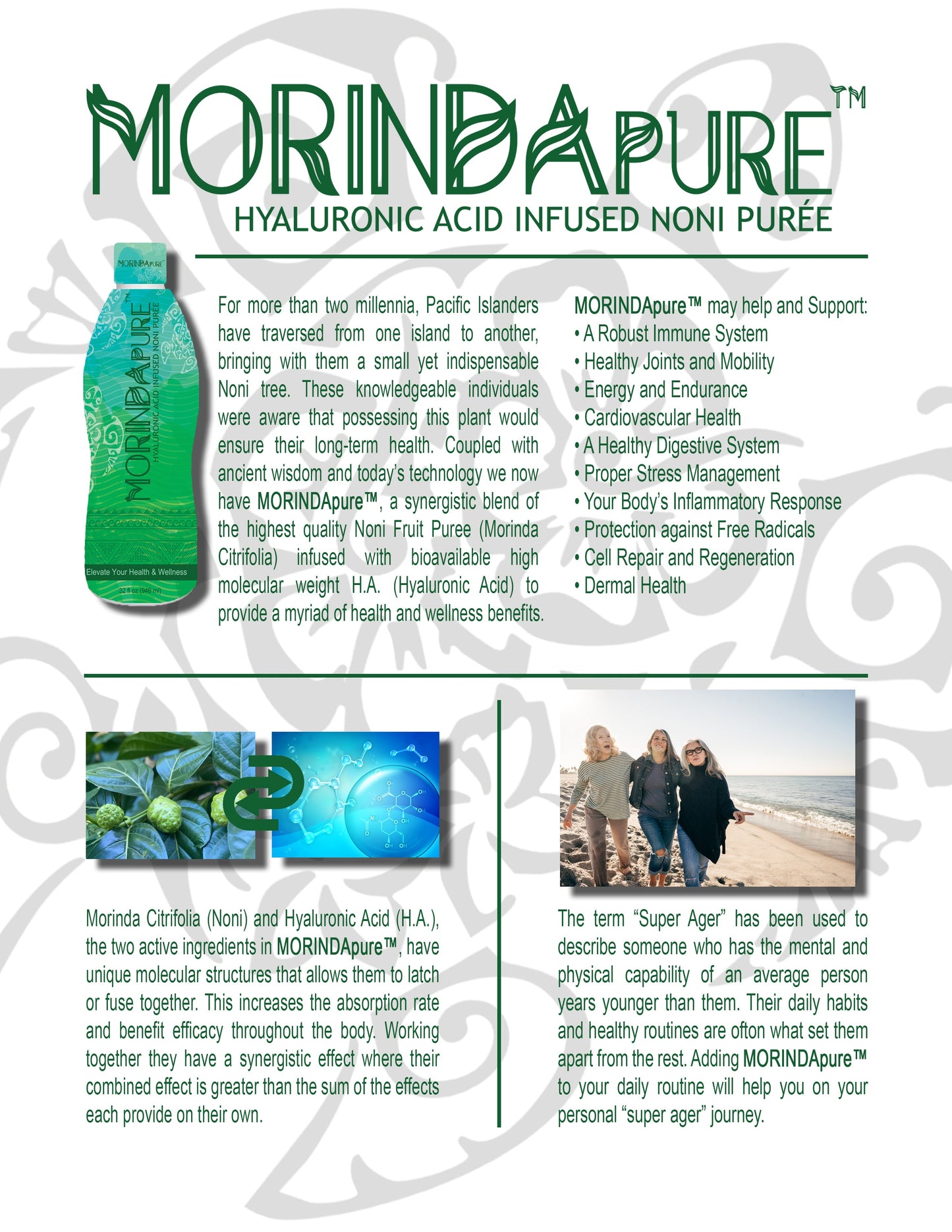 MORINDApure 32oz - Hyaluronic Acid Infused Noni Puree